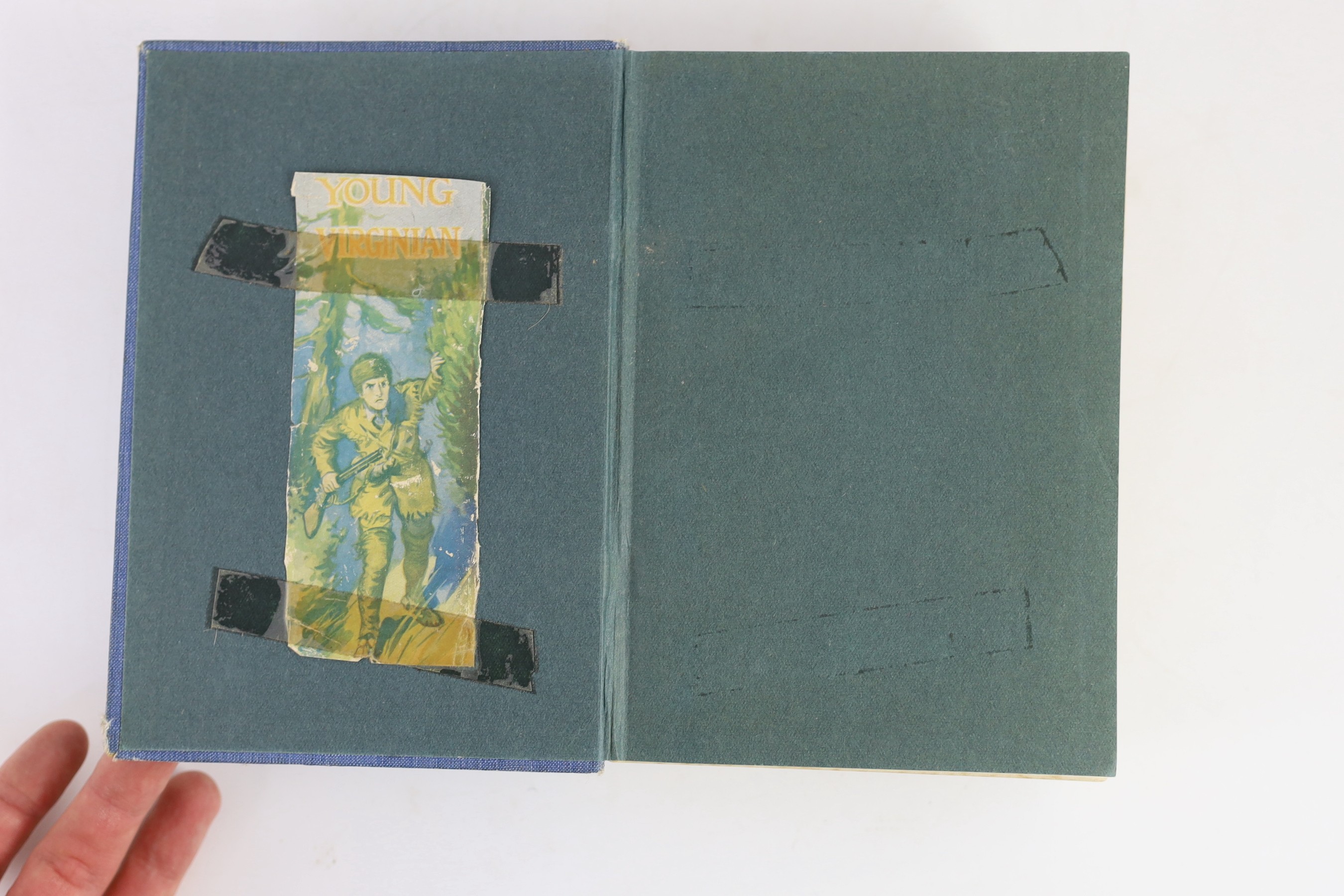 Original Artwork - John Riddle Burgess (1886-1966) - A set of four en grisaille illustrations for A Young Virginian, together with the original coloured artwork for the cover, by Escott Lynn, signed monograms, 28 x 21cms